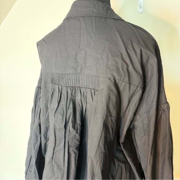 MADISON THE LABEL Black Button Down Blouse Top Long Sleeve Oversized Puffy Baggy - Picture 11 of 13